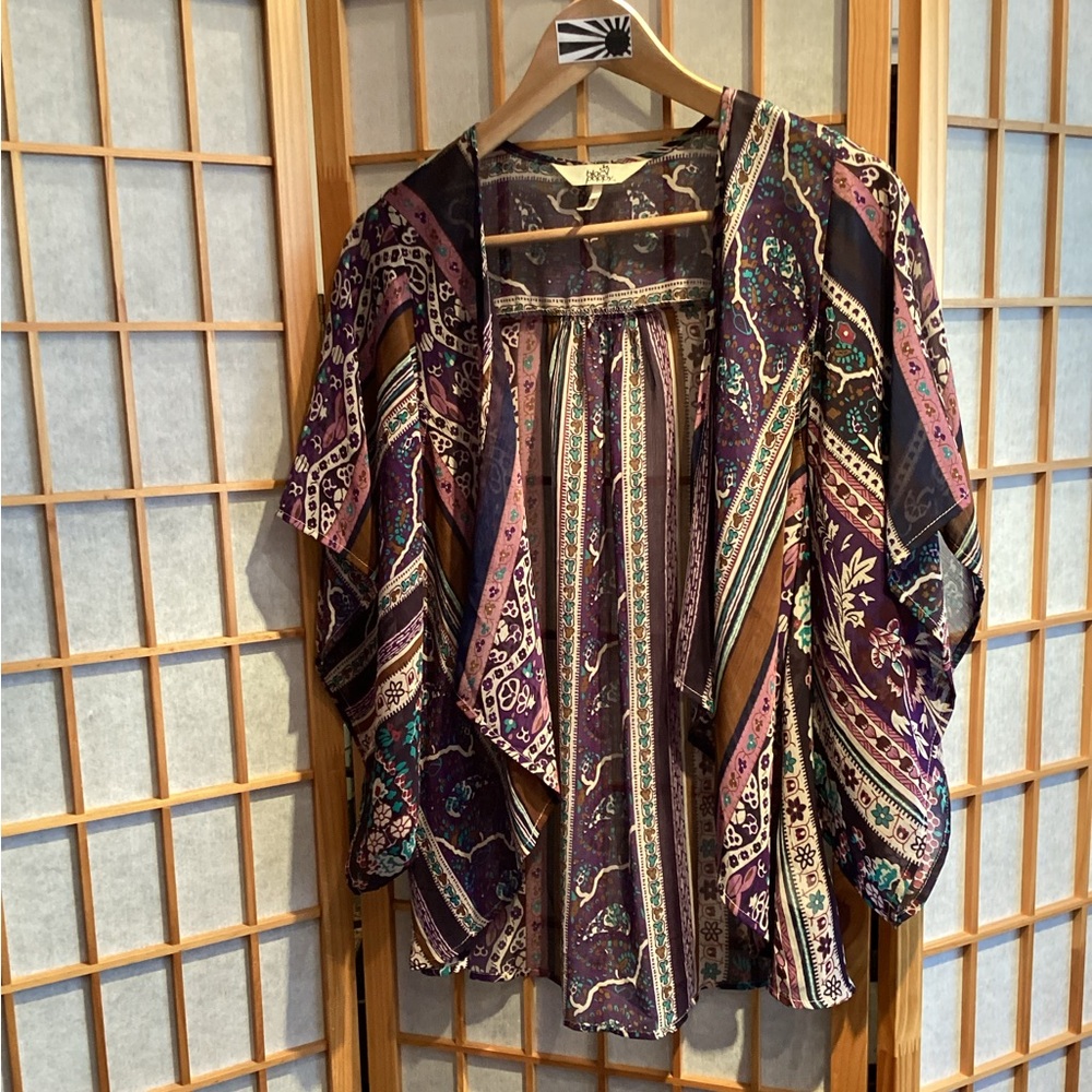 Black Poppy Purple Multicolor Kimono Women's Size XS